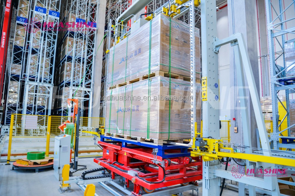 Sistem Rak Penyimpanan Otomatis ASRS Huashine Tugas Berat dengan Stacker Crane/AGV/4 WAY CAR untuk Bahan Baku/Produk Jadi