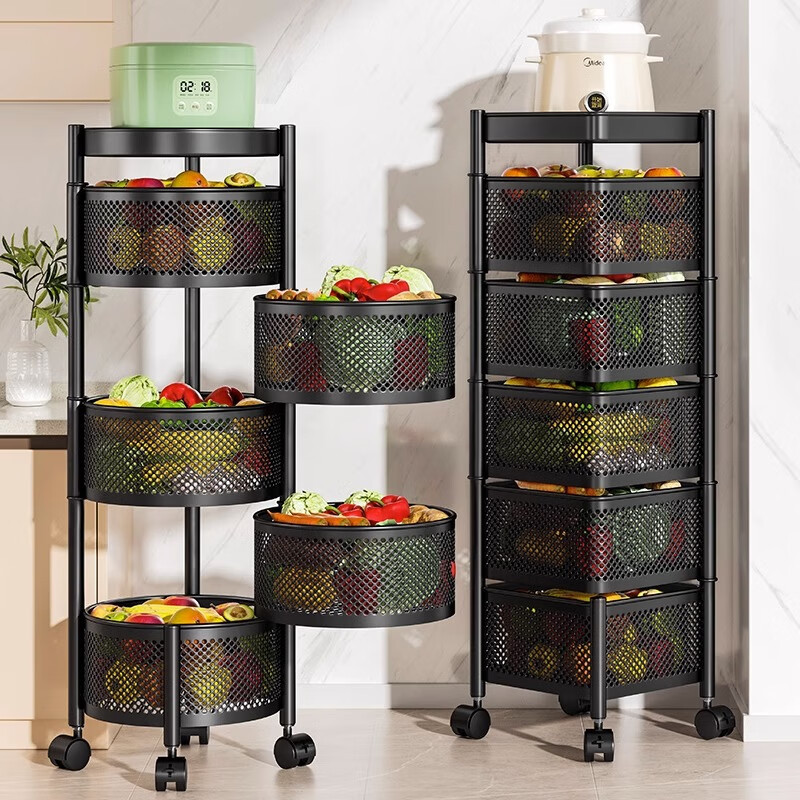 Rak Dapur Besi Cor Multilayer dengan Roda, Rak Penyimpanan Bumbu, Rak Sayuran, Pemasangan Mudah, Tempat Penyimpanan