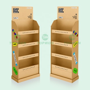 Rak Display Produk Lantai 4 Tingkat dari Kertas Kraft untuk Supermarket, Rak Display Karton Bergelombang, Rak Display Karton Bergelombang