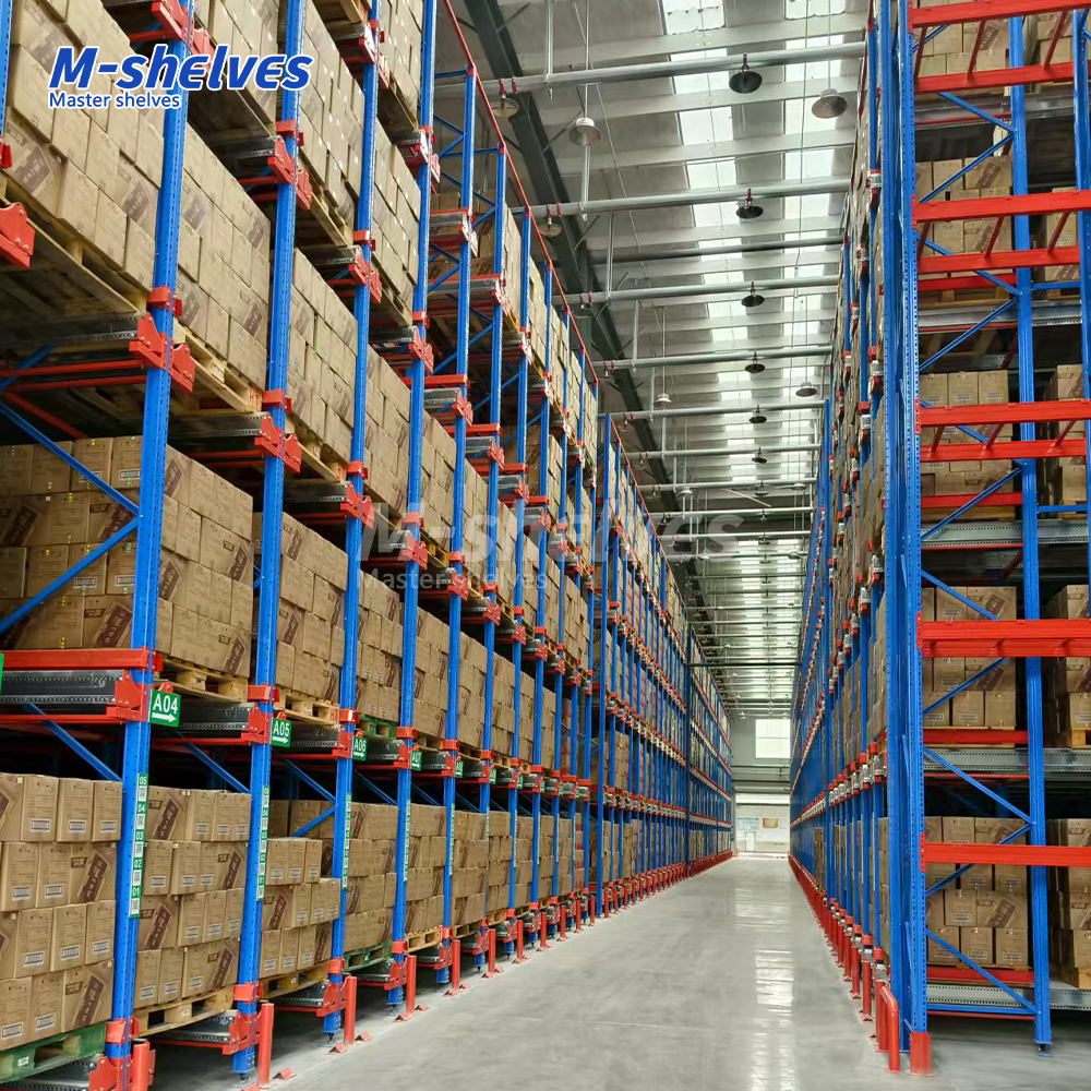 Sistem Rak Antar-Jemput Multi-Level 2 Arah Tugas Berat, Kepadatan Tinggi, Perlindungan Korosi, Ukuran Dapat Disesuaikan, Rak Palet Gudang