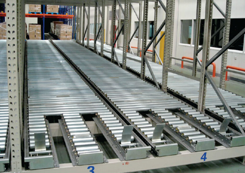 Maxrac Gravity Live Storage Carton Flow Pallet Racking Roller untuk Penyimpanan Pengambilan Cepat