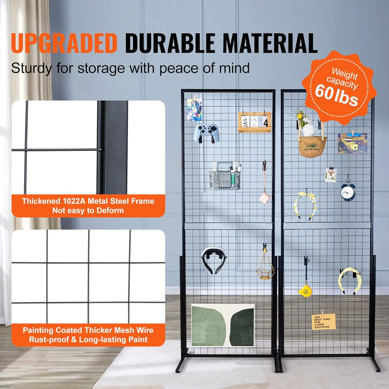 Db Wholesale Panel Dinding Kisi Besi 2 Buah Rak Display Berdiri Bebas Dua Sisi Alas T Rak Gantung Logam Gaya Industri