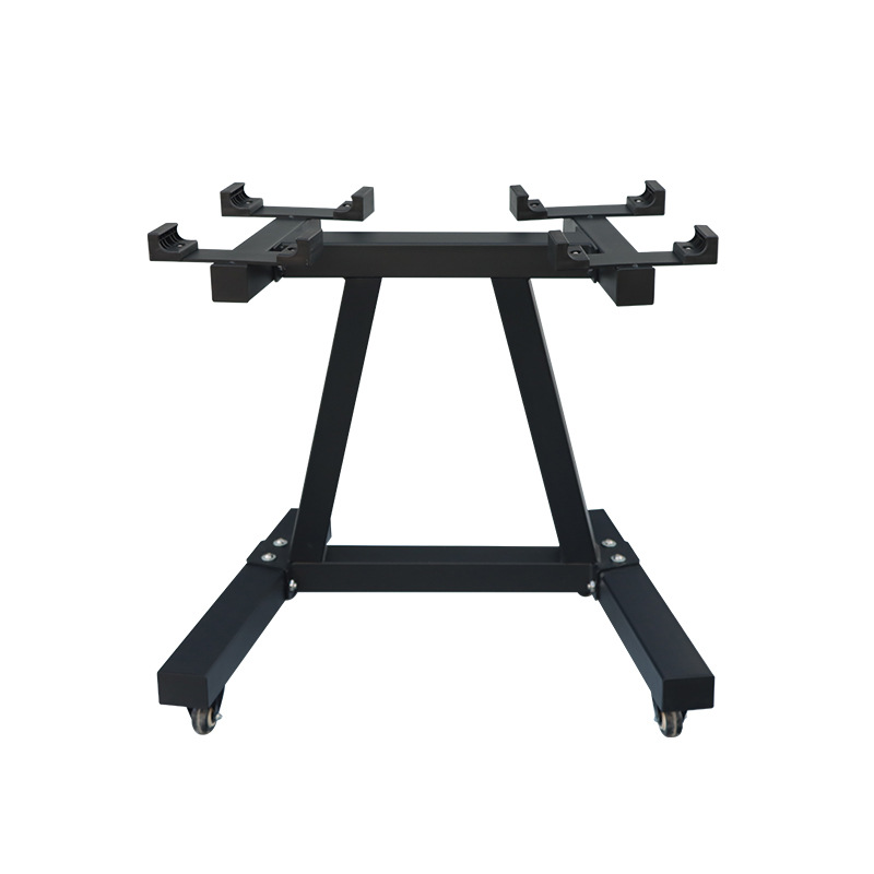 Rak Dumbbell Lipat Besi dengan Roda Putar Ganda, Dapat Dipindahkan, Dapat Diatur, Penyimpanan, Rangka Baja untuk Penggunaan Komersial