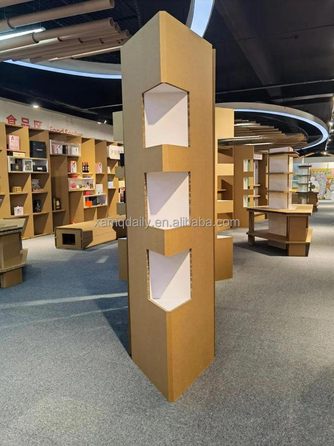 Eco-Friendly Foldable Portable Creative Corrugated Board Display Stand for Supermarkets Shopping Malls Exhibits Customized