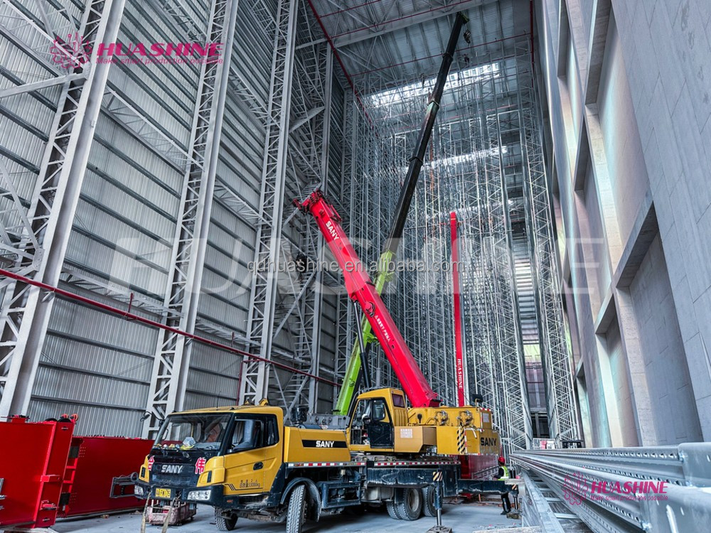 Sistem Rak Penyimpanan Otomatis ASRS Huashine Tugas Berat dengan Stacker Crane/AGV/4 WAY CAR untuk Bahan Baku/Produk Jadi