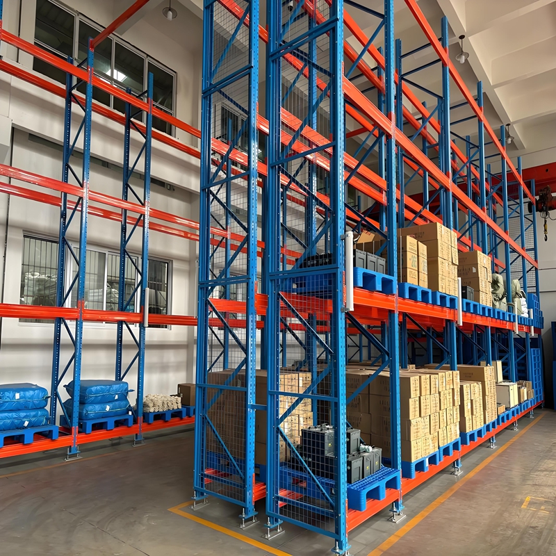 Rak Palet Drive-In 5 Tingkat Tugas Berat, Baja Industri, Logam, Tahan Lama, Dapat Dilipat, Dapat Diatur, Anti Karat, Kapasitas 500-4000kg/Tingkat, ISO