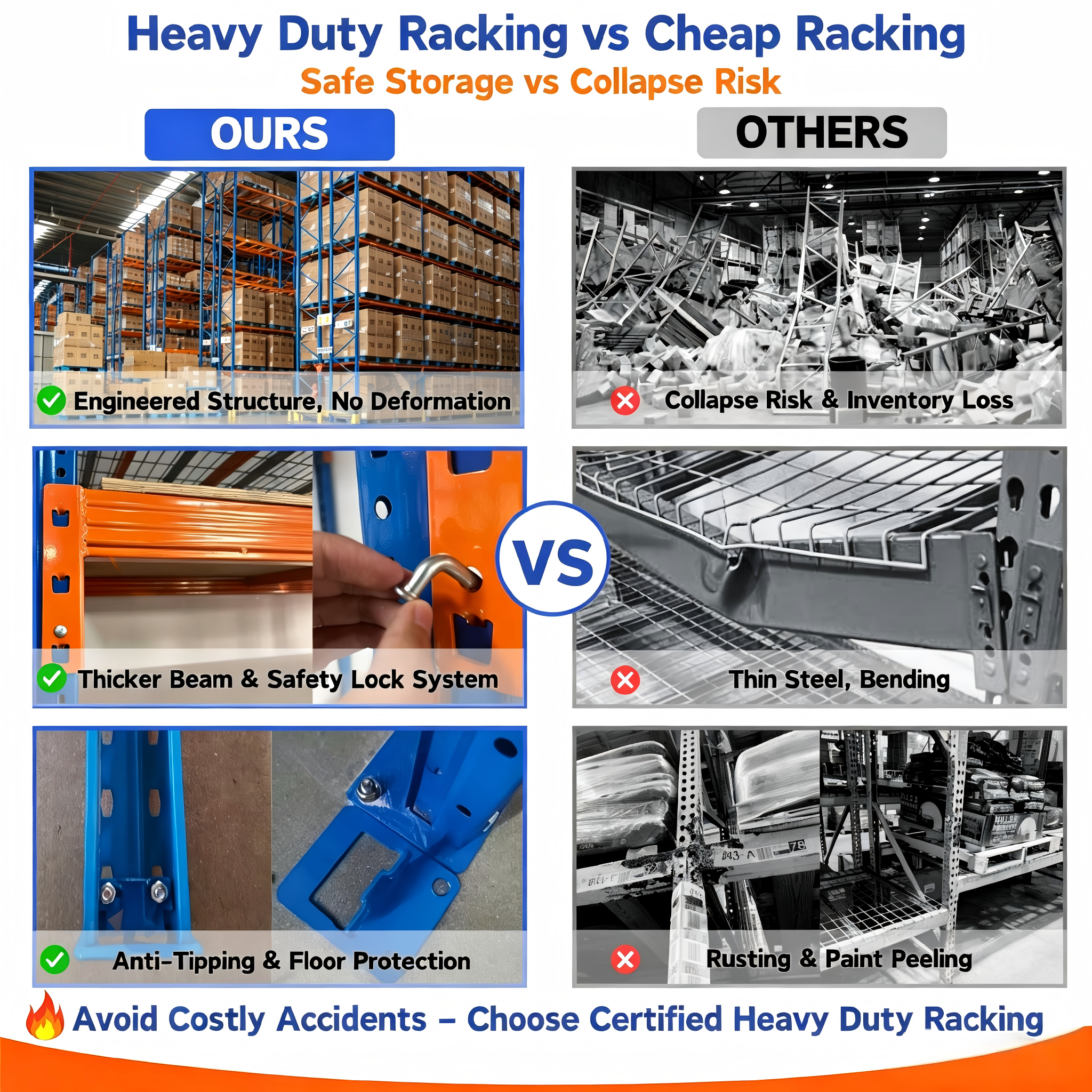 Rak Pallet Baja 4 Lapis/Beban 500kg Tugas Berat Langsung dari Pabrik, Rak Penyimpanan Gudang Industri, Rak Penyimpanan Bentang Panjang, Rak Penyimpanan Logam Baut