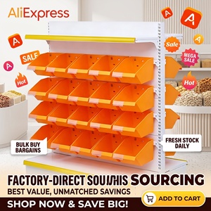 Rak Display Wadah Snack Modular untuk Persediaan Dalam Jumlah Besar, Wadah Plastik yang Dapat Dilepas dan Dimiringkan, Satu Sisi Dapat Diatur untuk Permen dan Barang Kering di Toko Serba Guna
