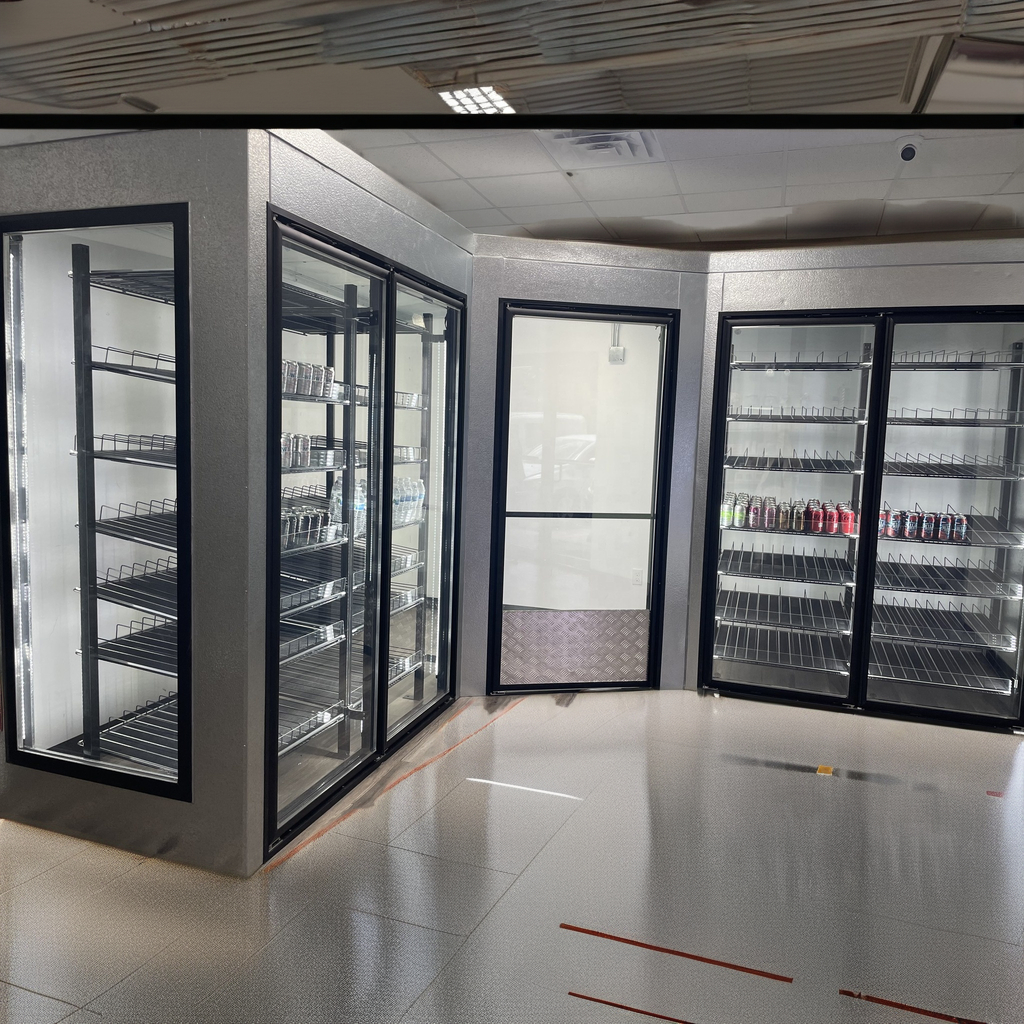 Rak Display Minuman Geser Baja untuk Toko dengan Rel Roller Fleksibel dan Sistem Pengumpanan Gravitasi.