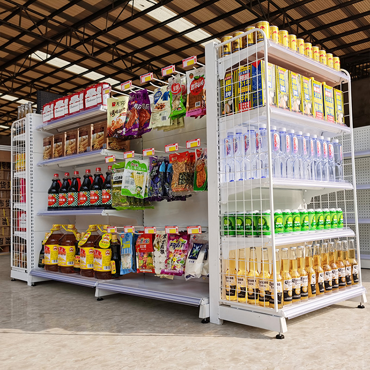 Rak Supermarket Berlubang Dua Sisi, Rak Gondola Desain Baru, Peralatan Toko Grosir / Rak