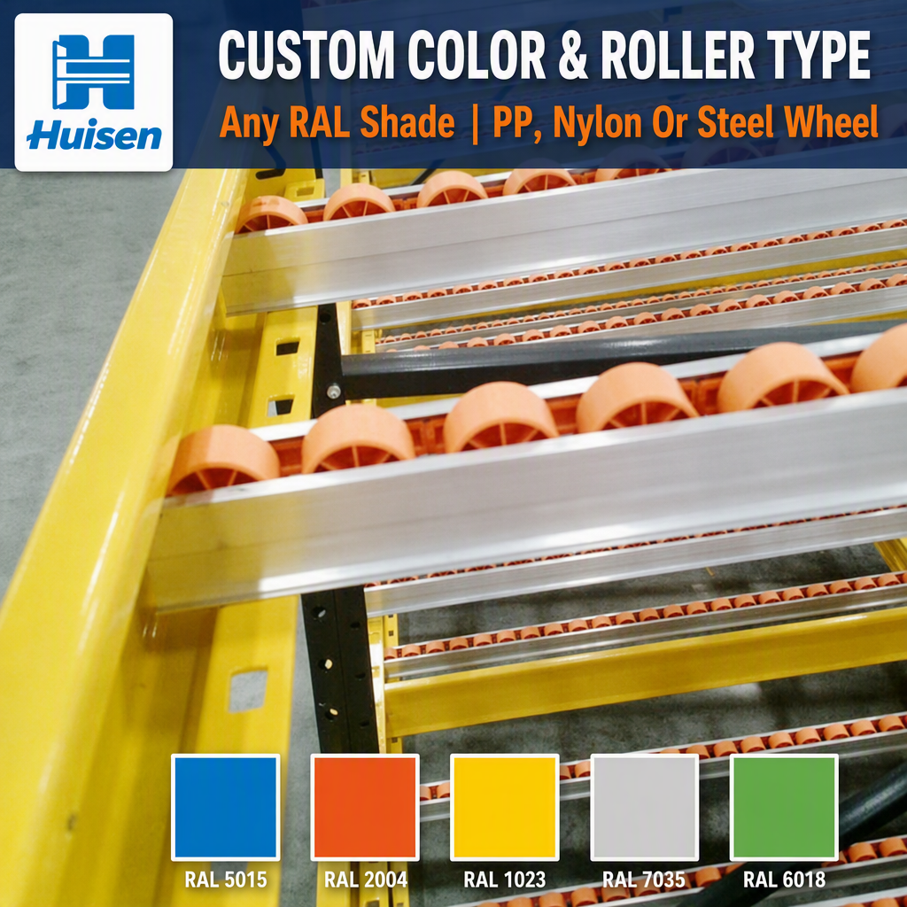 Sistem Rak Aliran Gravitasi Baja Tugas Berat Kustom OEM ODM untuk Gudang