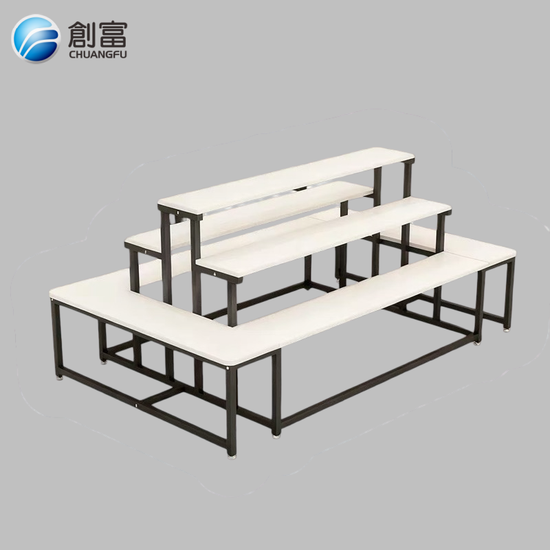 Multi-functional White Metal Shoe Store Island Display Rack, Suitable for Cosmetics Display and Flower Shop Mall Storage Racks