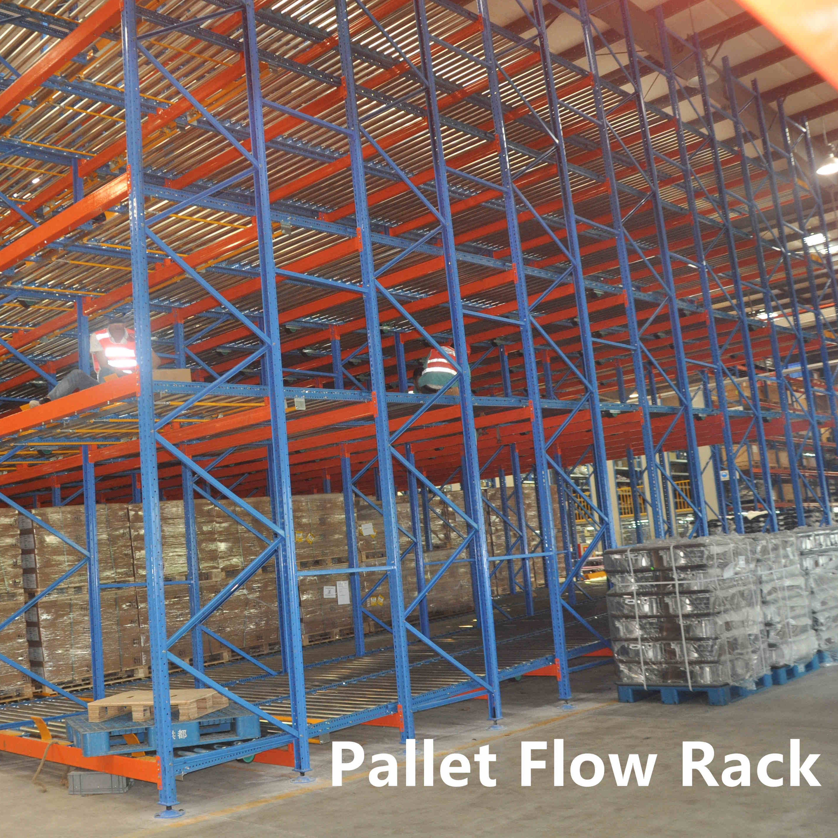Rak Penyimpanan Industri, Rak Rol Aliran Palet, Rak Geser Aliran Gravitasi untuk Gudang
