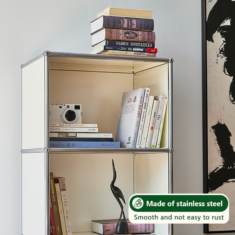 Rak Buku Modular Kombinasi Lemari Pajangan INS Modul Konvertibel Modern Sederhana Rak Buku Stainless Steel