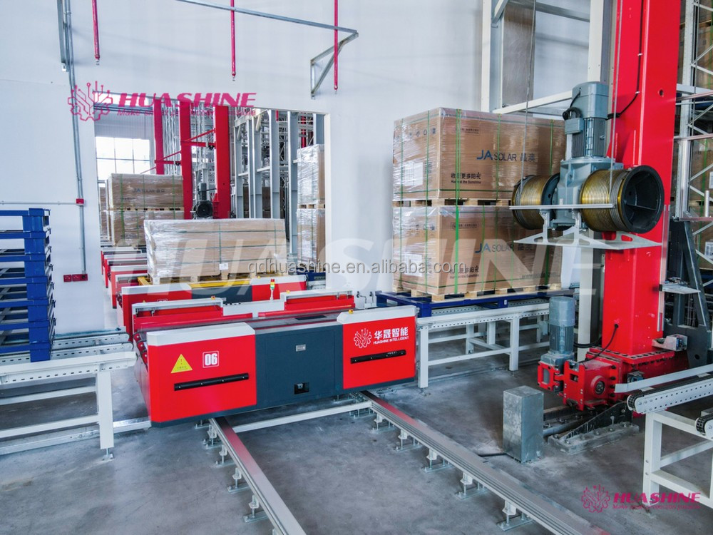 Sistem Rak Penyimpanan Otomatis ASRS Huashine Tugas Berat dengan Stacker Crane/AGV/4 WAY CAR untuk Bahan Baku/Produk Jadi