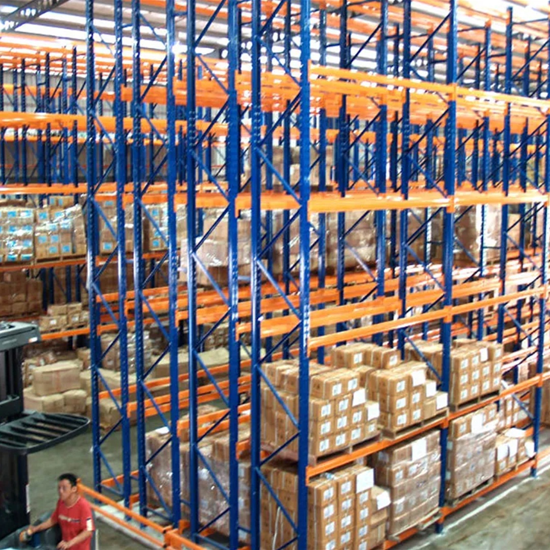 Produsen Rak Industri Tugas Berat China, Sistem Rak Palet Ganda Dalam, Rak Penyimpanan Gudang Bertingkat