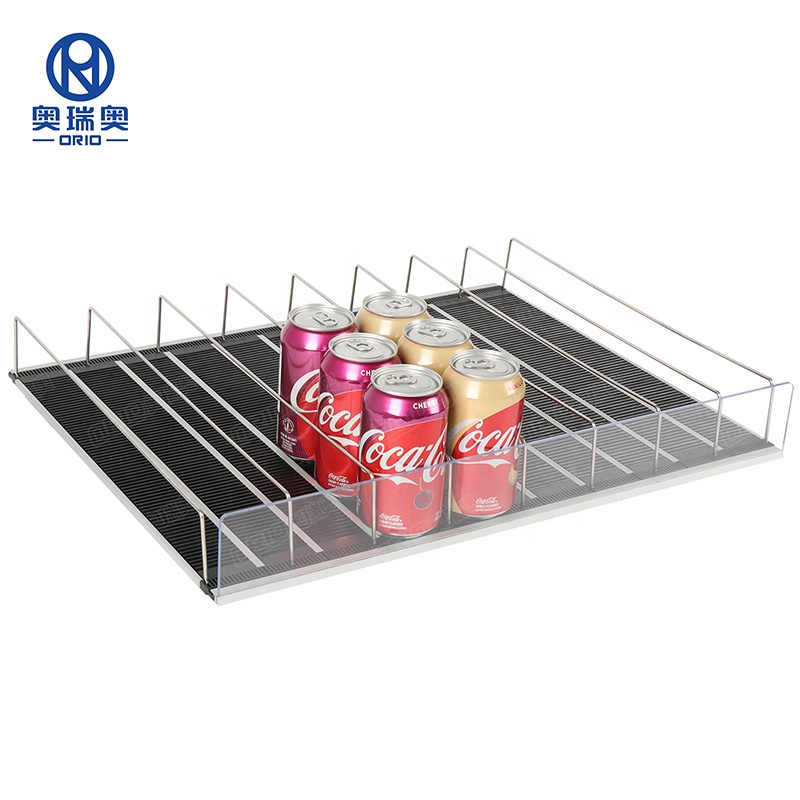 Rak Minuman untuk Dispenser Kulkas, Rak Gondola Supermarket, Rak Geser Gravitasi, Rak Display Minuman, Rak Dorong Minuman