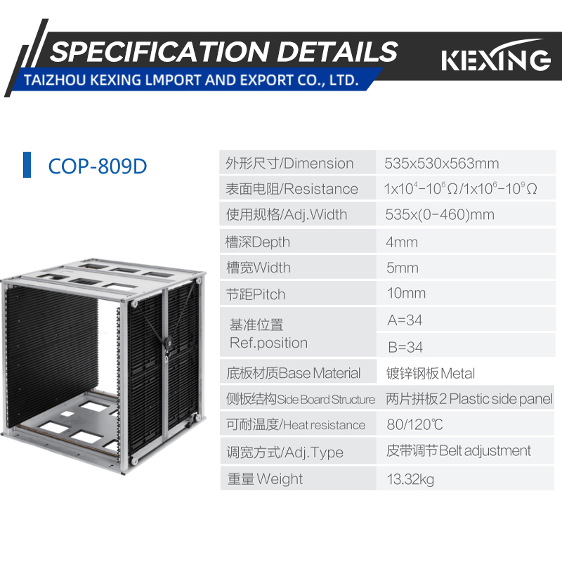 Rak Pallet Dorong Belakang Aluminium Konduktif PP Antistatik ESD SMT Baru Ukuran 535*530*563mm dengan Permukaan Galvanis, 50 Rak Susun PCB
