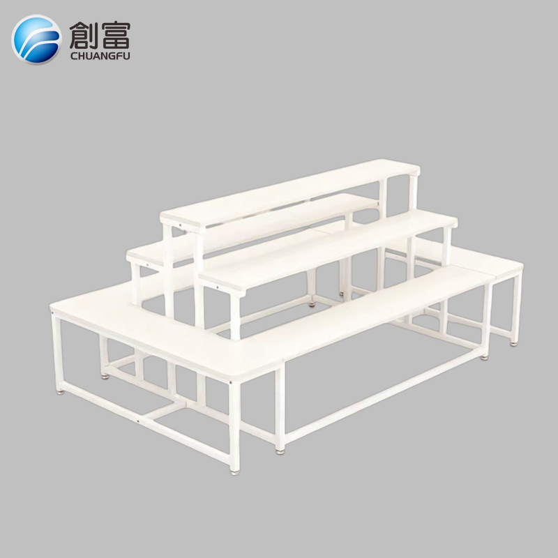 Multi-functional White Metal Shoe Store Island Display Rack, Suitable for Cosmetics Display and Flower Shop Mall Storage Racks