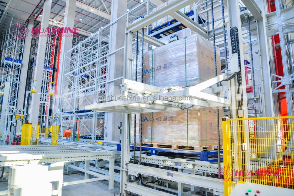 Sistem Rak Penyimpanan Otomatis ASRS Huashine Tugas Berat dengan Stacker Crane/AGV/4 WAY CAR untuk Bahan Baku/Produk Jadi